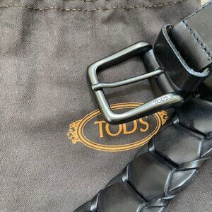 Tod’s braided leather belt. Black color. US Size 33.5